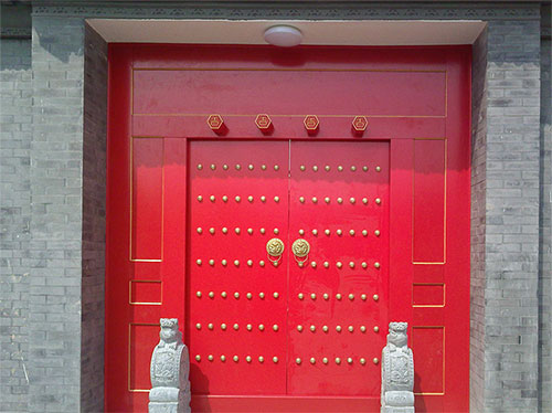 宿迁中国传统四合院系列朱红色中式木制大门木作